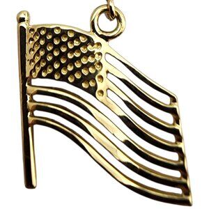 14 Karat Yellow Gold American Flag Charm #23672